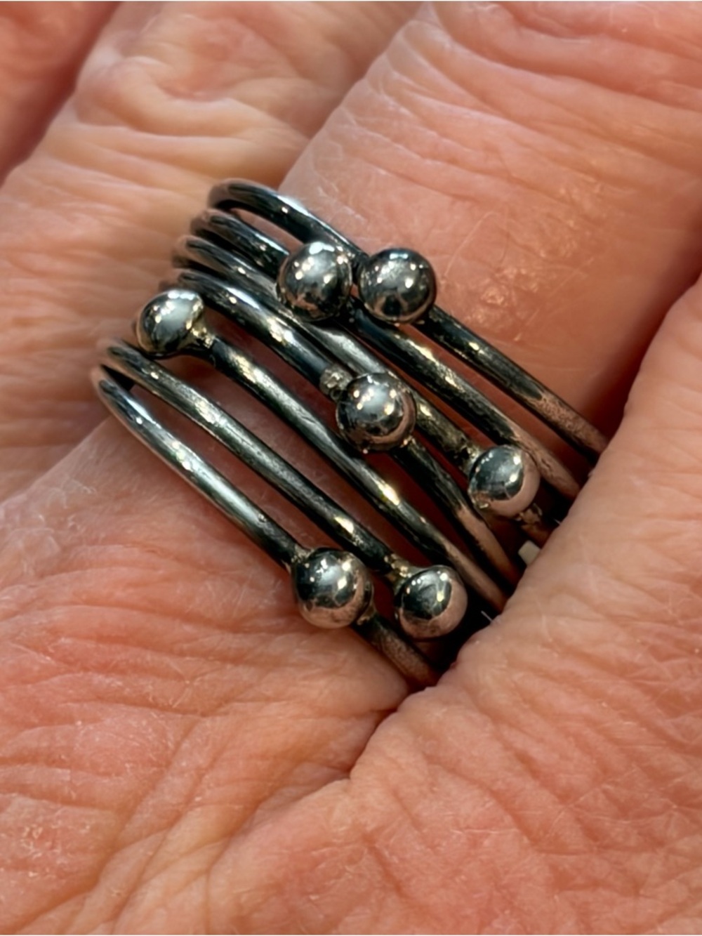 Sterling silver multi band stack ring size 9